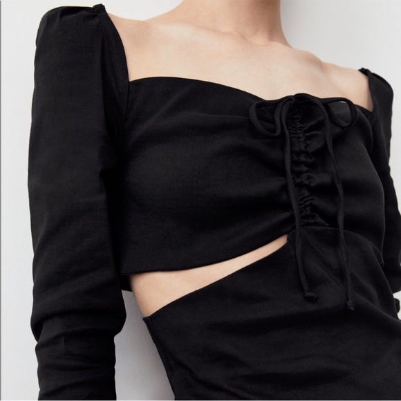 Zara Linen Blend Cut Out Top - Picture 1 of 6